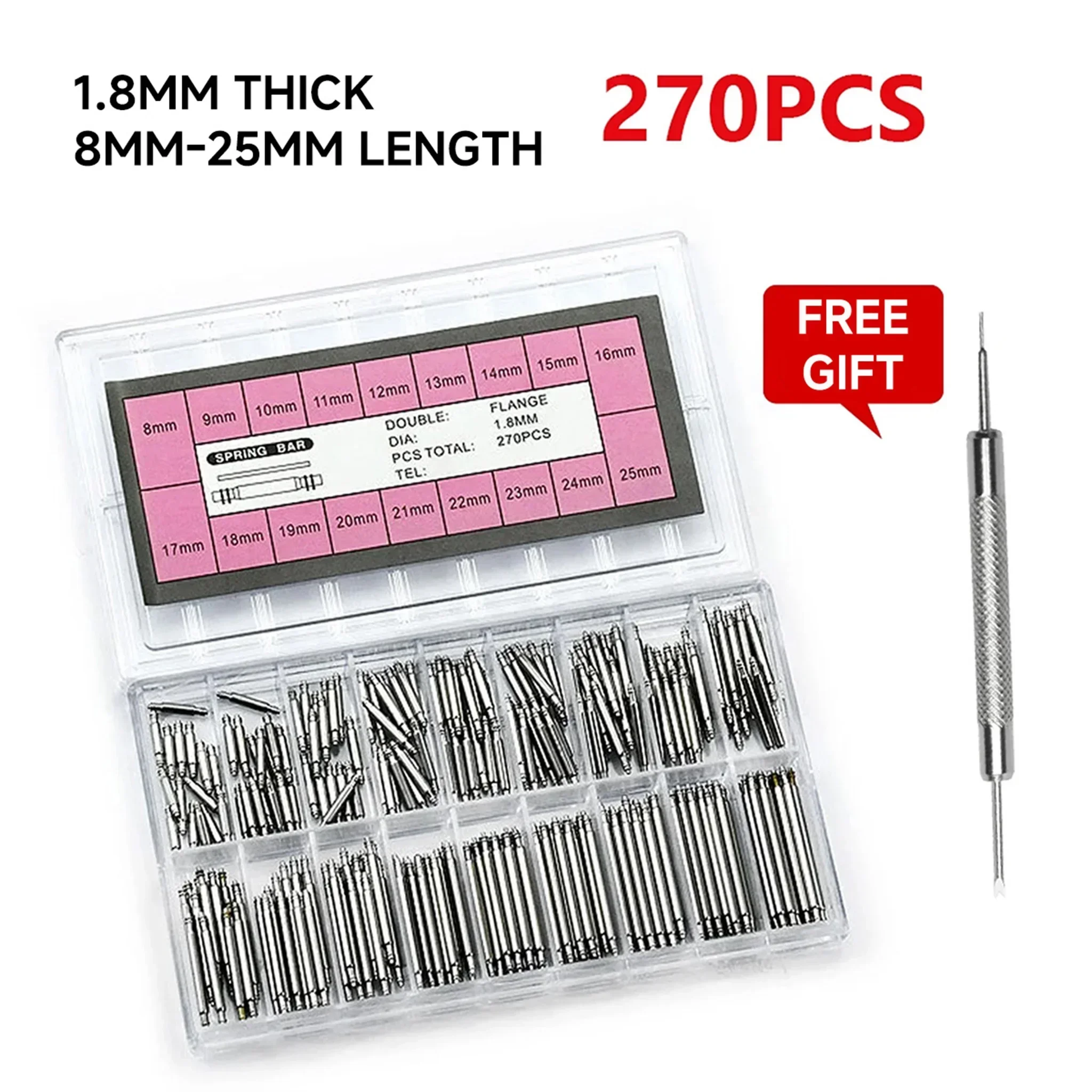 Spring Bar Tool Set - 270 قطعة/المجموعة الفولاذ المقاوم للصدأ الربيع