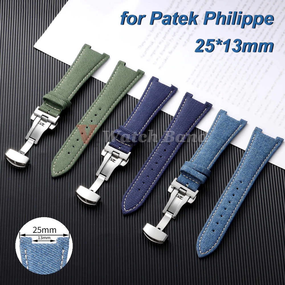 Patek Philippe Watch Nautilus - أحزمة ساعة من الدنيم والنايلون وجلد