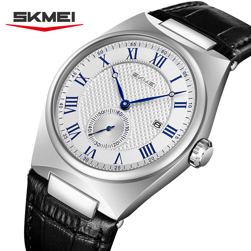 Leather Watch Band Men - ساعة كوارتز رجالية أنيقة SKMEI 9390