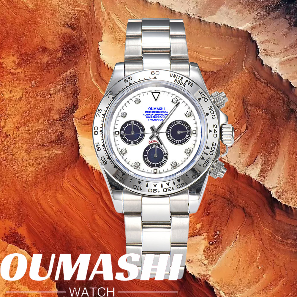 Stainless Bracelet Diver - ساعات فاخرة VK63 بزجاج الياقوت وفولاذ