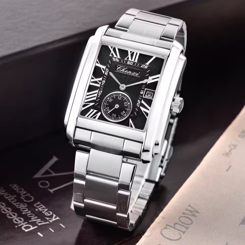 ساعات كوارتز CHENXI 8216 أنيقة - مراجعة Cartier Watch Santos وسعره