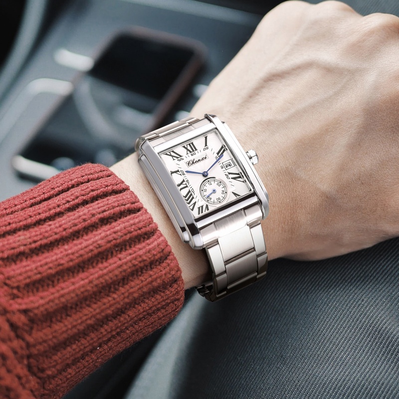 ساعات كوارتز CHENXI 8216 أنيقة - مراجعة Cartier Watch Santos وسعره