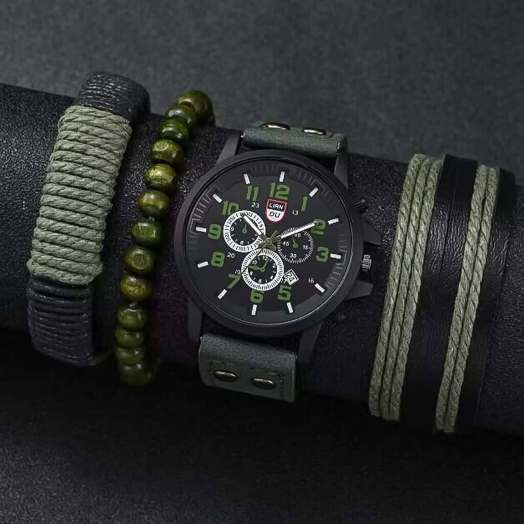 4 قطعة/المجموعة الرجال الساعات - مراجعة Leather Watch Band Men وسعره
