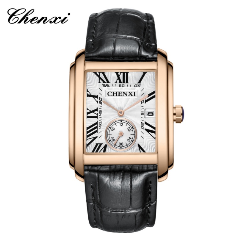 CHENXI 8216 موضة كلاسيكية مربع - مراجعة Leather Watch Band Men وسعره
