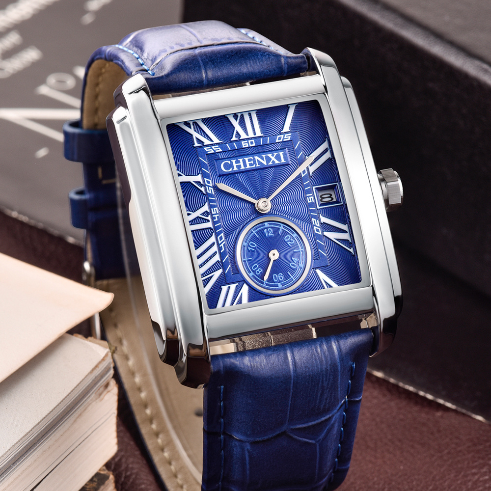 CHENXI 8216 موضة كلاسيكية مربع - مراجعة Leather Watch Band Men وسعره