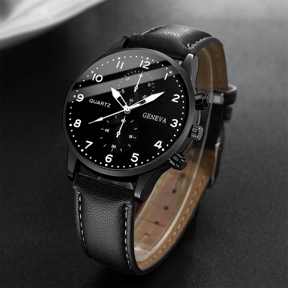 ساعة كوارتز للعمل للرجال ، قرص - مراجعة Leather Watch Band Men وسعره